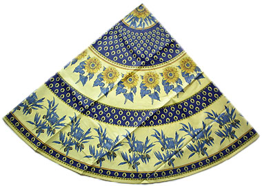 Round Tablecloth coated (sunflowers & olives. marine)